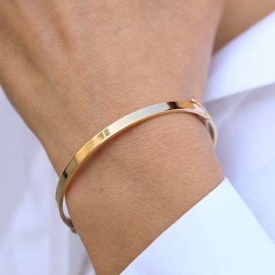 Picture of Titanium Stainless Steel Cuff Bracelets- Golden - Gold