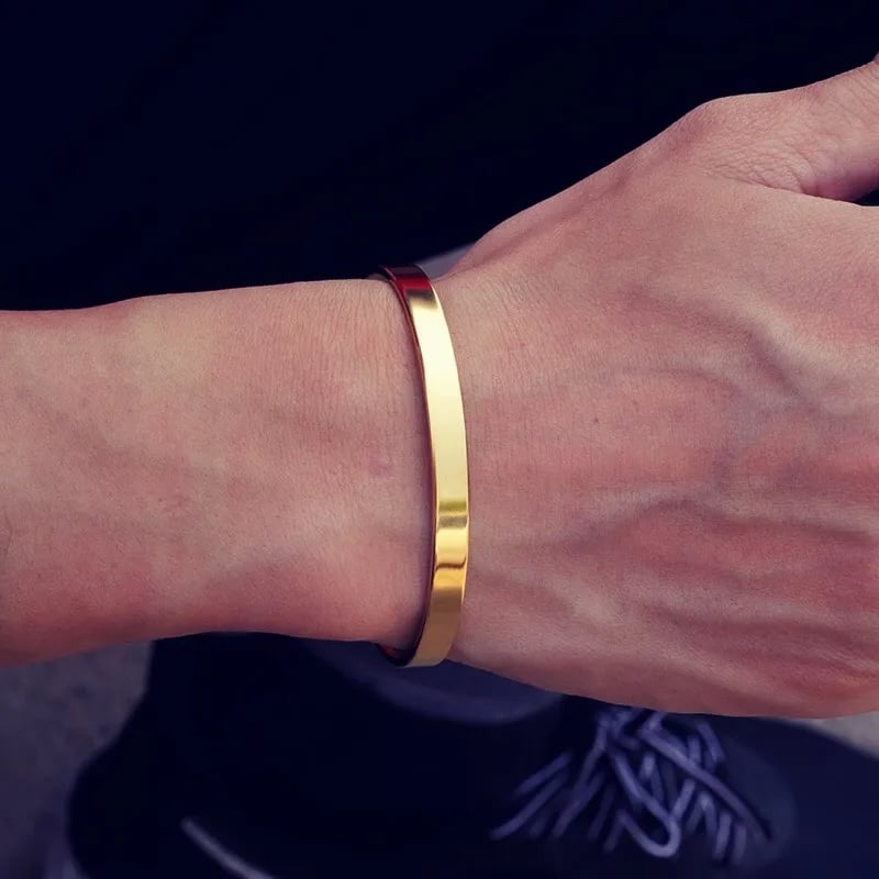 Picture of Titanium Stainless Steel Cuff Bracelets- Golden - Gold