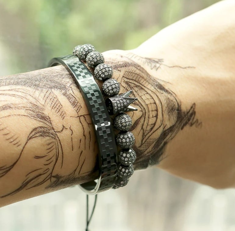 Picture of Classic Round Bracelet for Men Wedding Party - Black