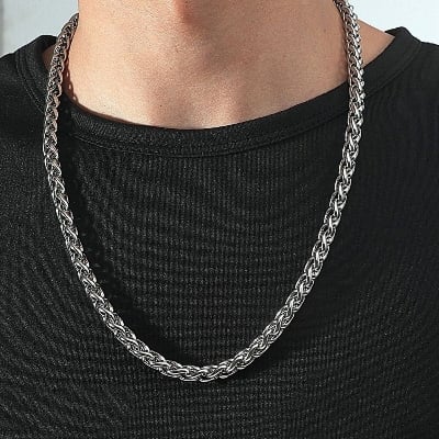 Picture of Stainless Steel Rofe Box Chain Necklace for Men - Silver