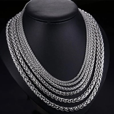 Picture of Stainless Steel Rofe Box Chain Necklace for Men - Silver