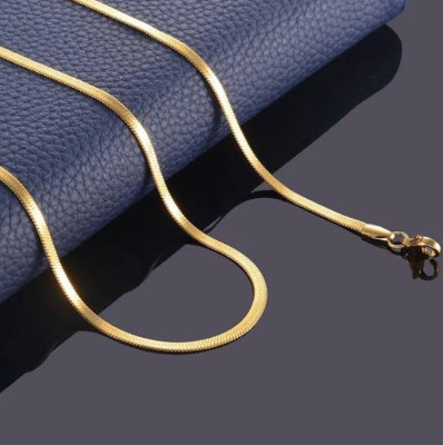 Picture of Stylish Men And Boys Flat Round Snake Chain - Gold