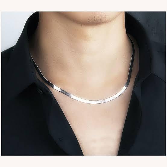 Picture of Stainless Steel Fashionable Flat Snake Necklace Men - Silver
