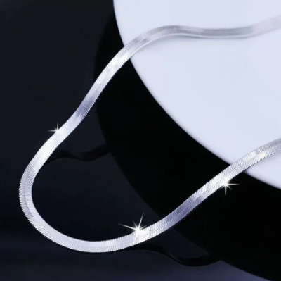 Picture of Stainless Steel Fashionable Flat Snake Necklace Men - Silver