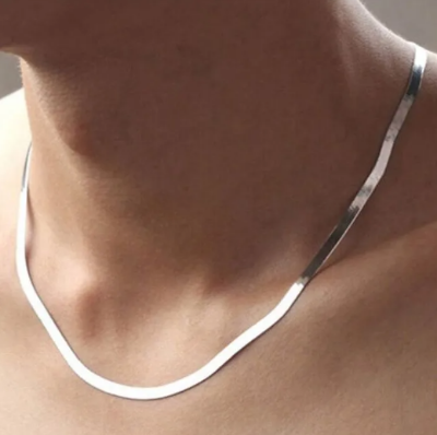 Picture of Stainless Steel Fashionable Flat Snake Necklace Men - Silver