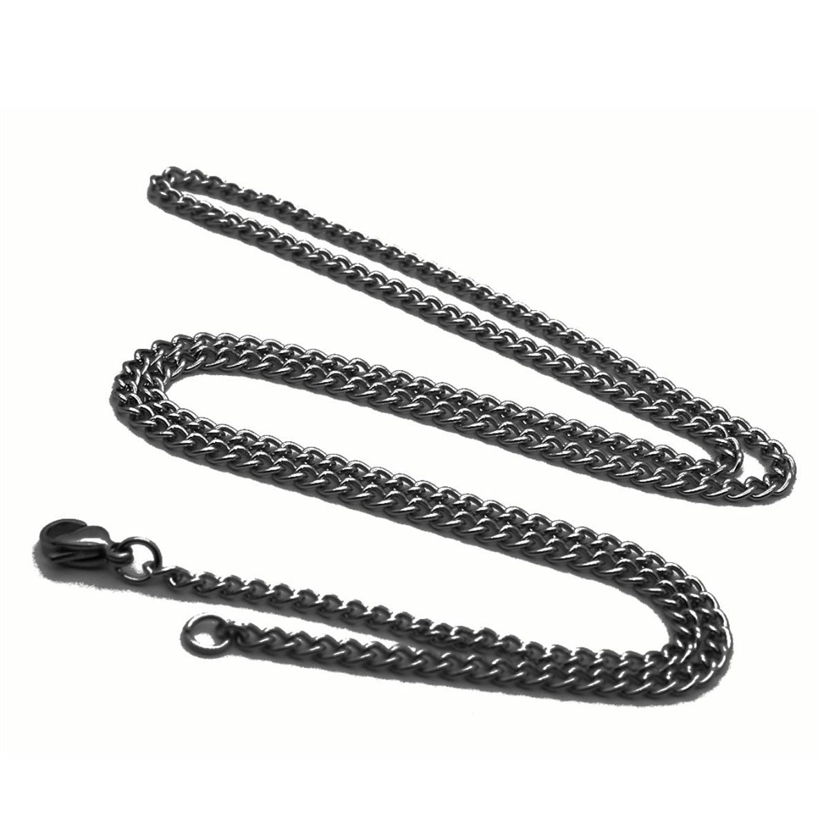 Picture of Minimalist Chain Necklace Stainless Steel Men Simple Hip Hop Rock Necklace - Black