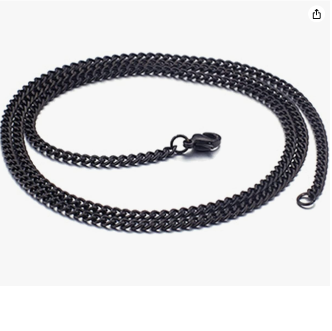 Picture of Minimalist Chain Necklace Stainless Steel Men Simple Hip Hop Rock Necklace - Black