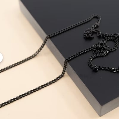 Picture of Minimalist Chain Necklace Stainless Steel Men Simple Hip Hop Rock Necklace - Black