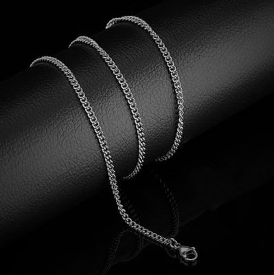 Picture of Stainless Steel Long Necklace Men Hip Hop Jewelry - Silver