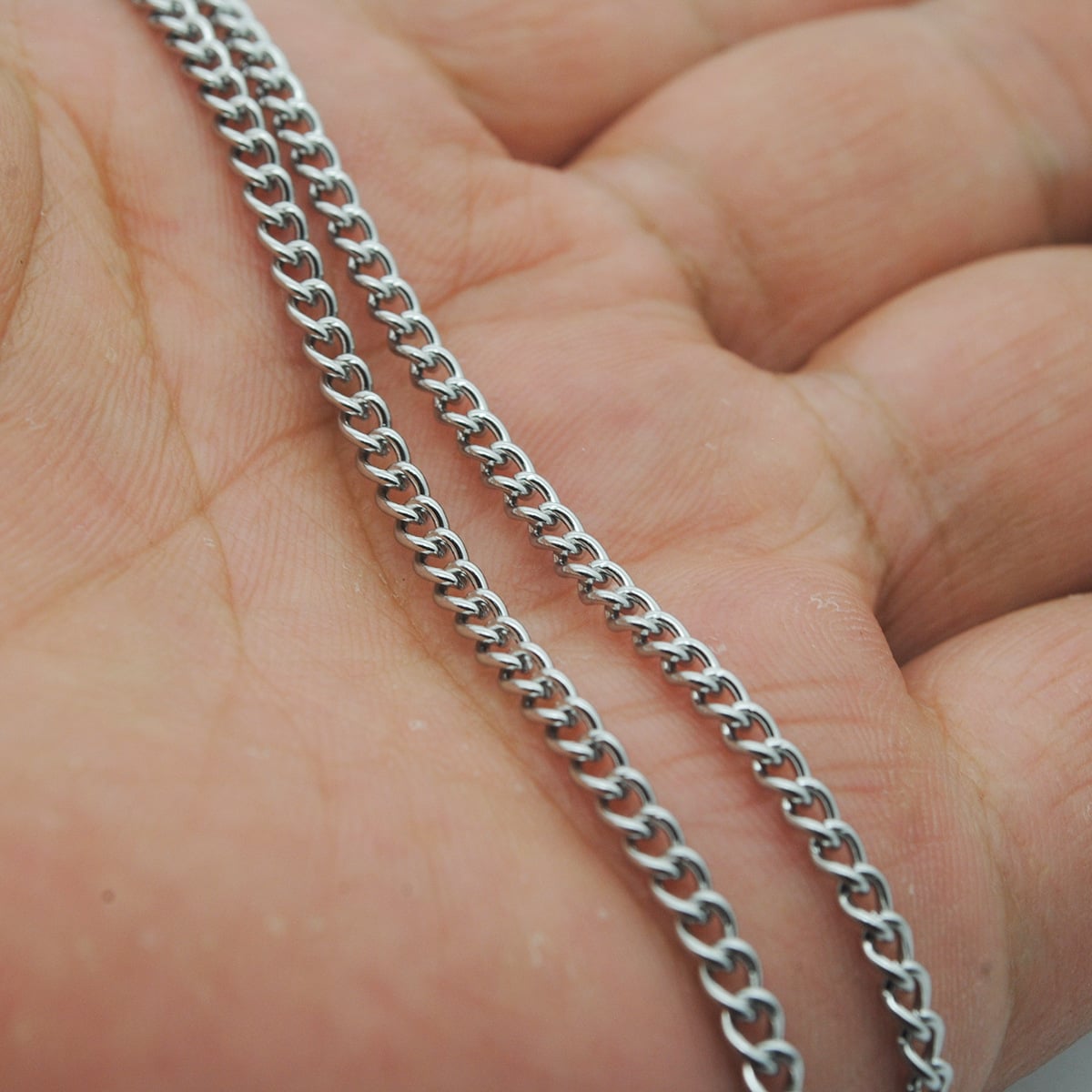 Picture of Stainless Steel Long Necklace Men Hip Hop Jewelry - Silver