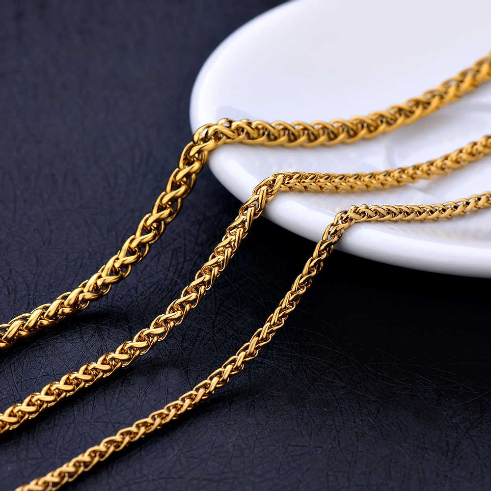 Picture of Round Rofe Box Link Stainless Steel Necklace Chain For Men - Gold