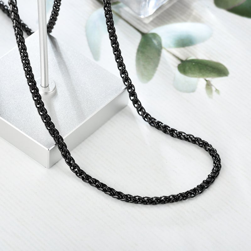 Picture of Men Stainless Steel New Round Rofe Box Chain Necklace - Black