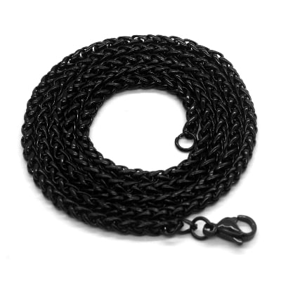 Picture of Men Stainless Steel New Round Rofe Box Chain Necklace - Black