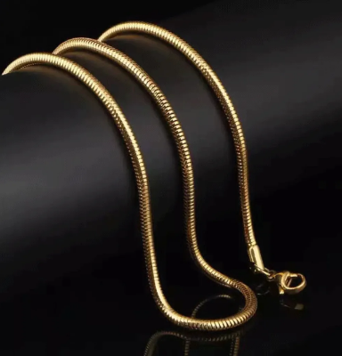 Picture of Stylish Men Stainless Steel Flat Snake Neck Necklace - Gold