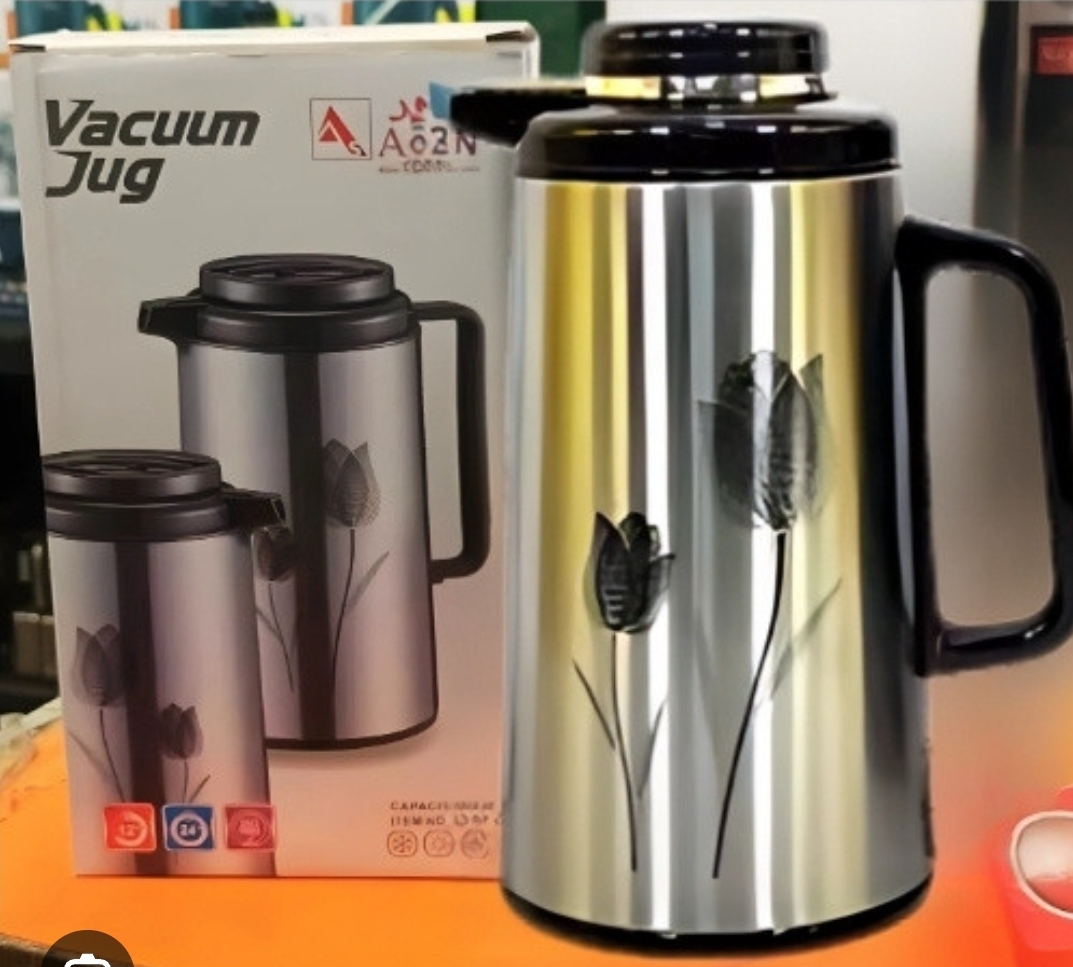 Picture of 1 liter metallic body vacuum push flask mixed color Multicolor