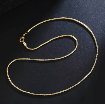 Picture of Stylish Men Stainless Steel Flat Snake Neck Necklace - Gold