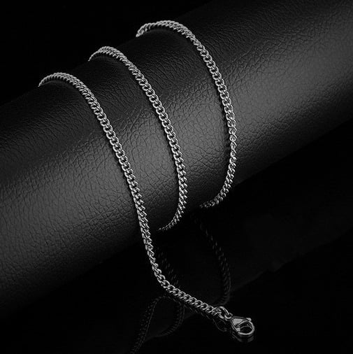 Picture of Men Classic Stainless Steel Flat Curb Chain - Silver