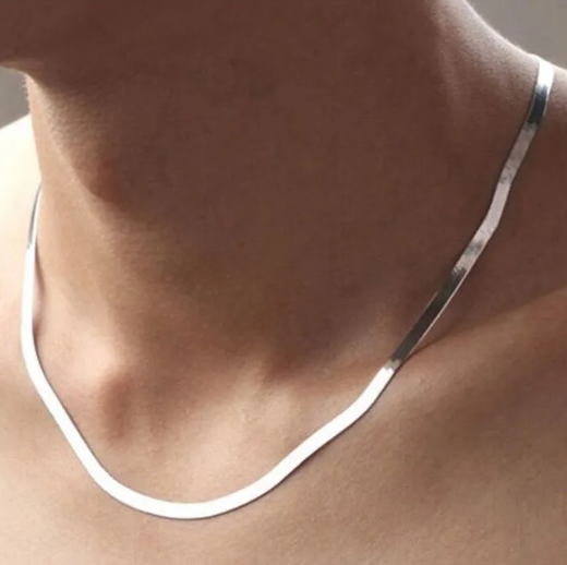 Picture of Men's Sterling Silver Flat Snake Chain Stylish Boy