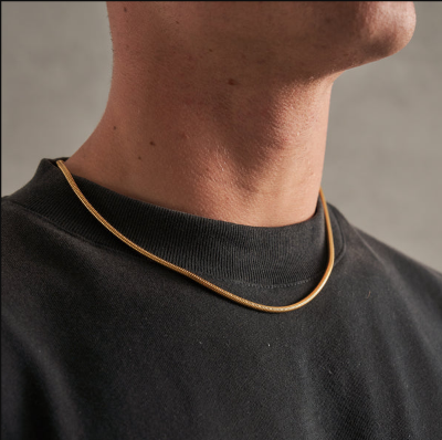 Picture of Mens Stylish Flat Snake For Necklace - Gold