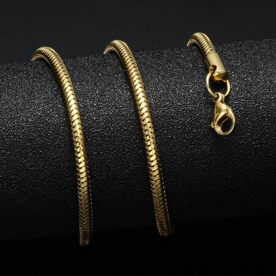 Picture of Mens Stylish Flat Snake For Necklace - Gold