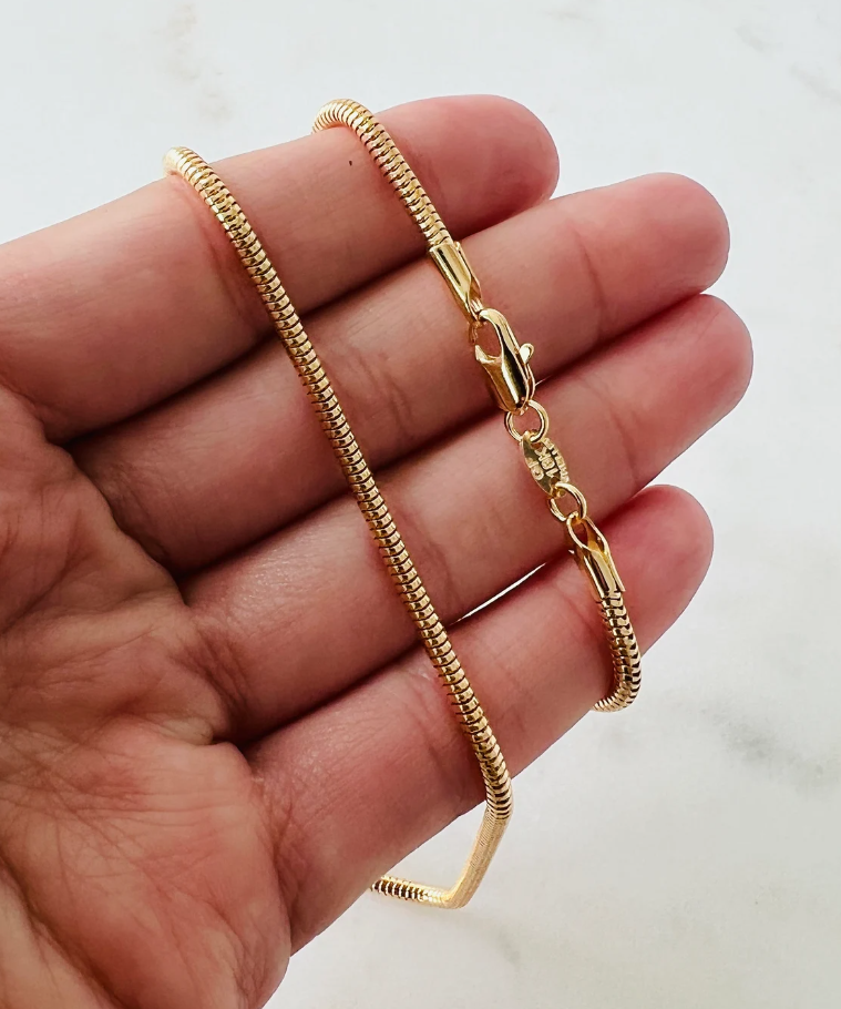 Picture of Mens Stylish Flat Snake For Necklace - Gold
