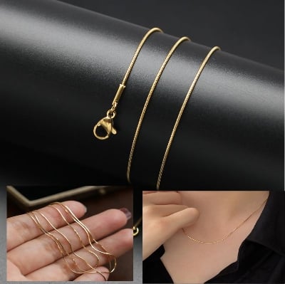 Picture of Stylish Men Stainless Steel Snake Neck Necklace - Gold