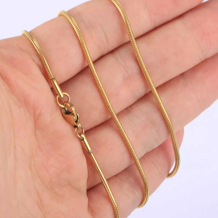 Picture of Stylish Men Stainless Steel Snake Neck Necklace - Gold