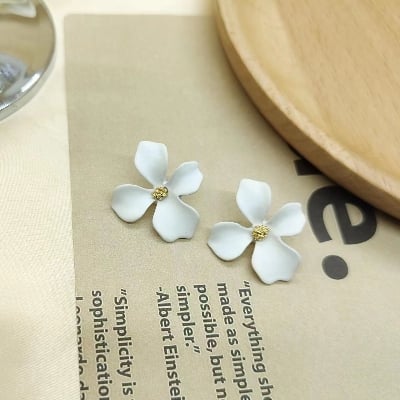 Picture of Fashion Women Statement Earring Round Ear Dangle Hoop Accessories Jewelry- 1Pair - White