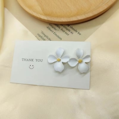 Picture of Fashion Women Statement Earring Round Ear Dangle Hoop Accessories Jewelry- 1Pair - White