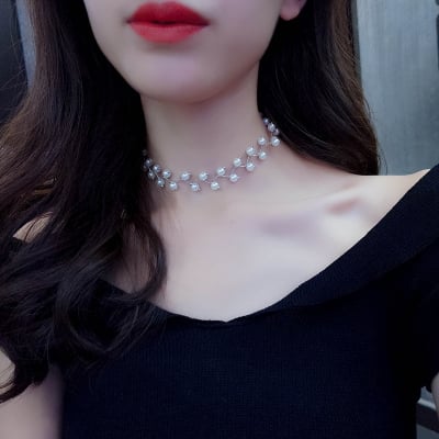 Picture of Simple Pearl Chain Necklace Women Fashion