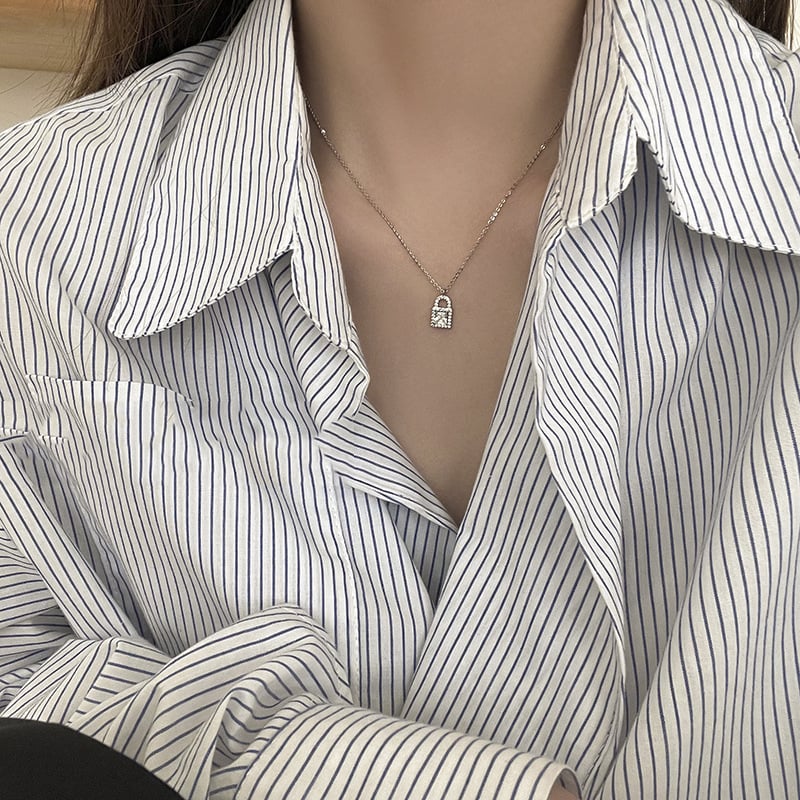Picture of New Stylish Lock Stone Necklace For Woman - Silver
