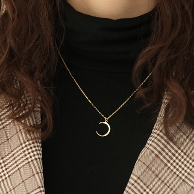 Picture of Korean Stylish New Moon Necklace For Stylish Girl/Women - Gold