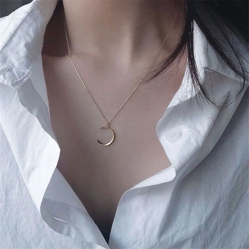 Picture of Korean Stylish New Moon Necklace For Stylish Girl/Women - Gold