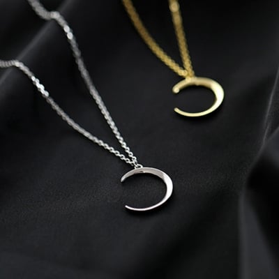 Picture of Women's Single Pearl Moon Pendant Necklace Jewelry Gift