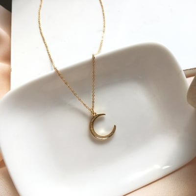Picture of Women's Single Pearl Moon Pendant Necklace Jewelry Gift