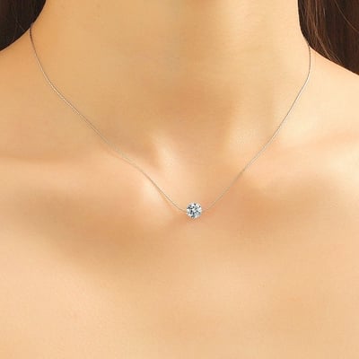 Picture of Personality Simple Geometric Alloy Zircon Ladies Single Layer Necklace - Silver