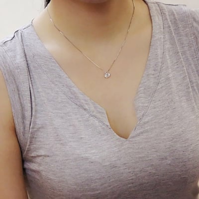 Picture of Personality Simple Geometric Alloy Zircon Ladies Single Layer Necklace - Silver