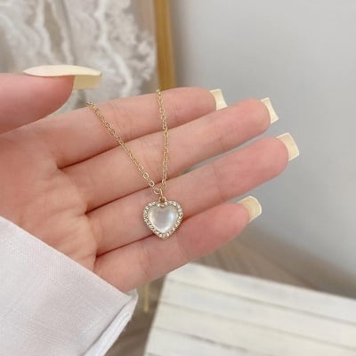 Picture of Fashion Necklace Clavicle Chain Sweet Love Simple Chain Necklace - Silver