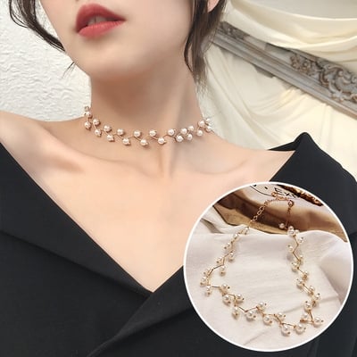 Picture of Pearl Stylish Client Necklace for Ladies - Gold