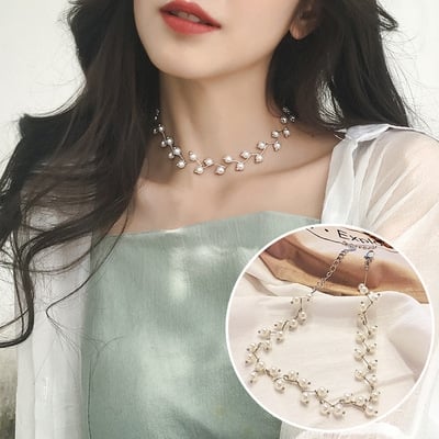 Picture of Korean Pearl Chopsticks Necklace Ins Girl New Fashion Women - Silver