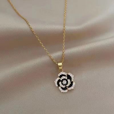 Picture of Korean Girls Ins Pearl Necklace Flower Clavicle Chain - Gold