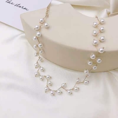 Picture of Elegant Delicate Pearl Clavicle Necklace for Women Fashion Girl Jewelry - Gold