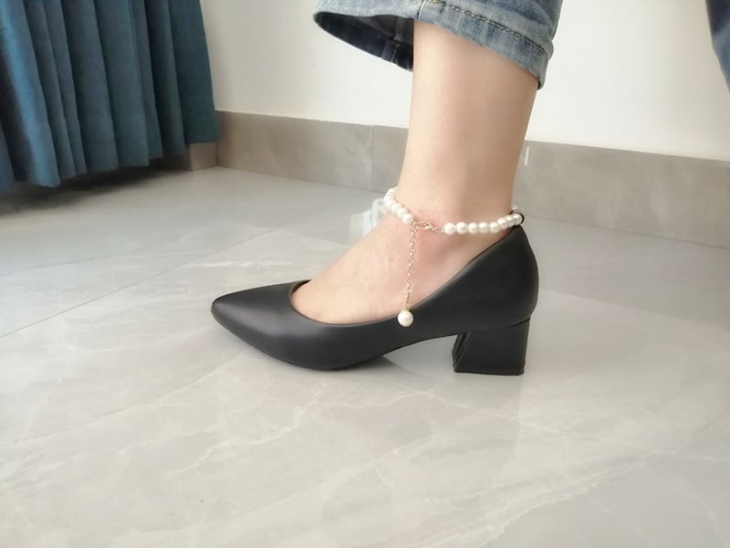 Picture of White Shell Pearl Anklet Summer Beach Bracelet Leg Foot Bracelet Sandals Jewelry - Silver