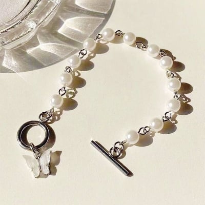 Picture of Pearl Puti Butterfly Stylish Bracelet For Women - White