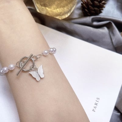 Picture of Pearl Puti Butterfly Stylish Bracelet For Women - White