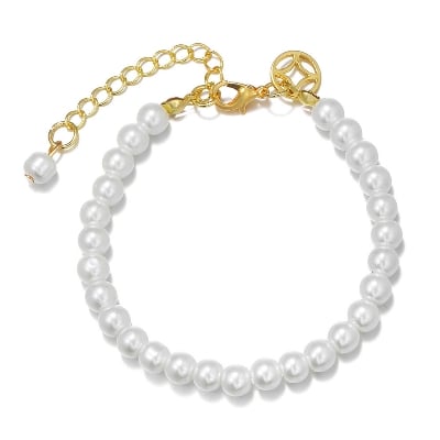 Picture of Chinese Style Pearl Necklace Lucky Charm Bracelet for Women - White