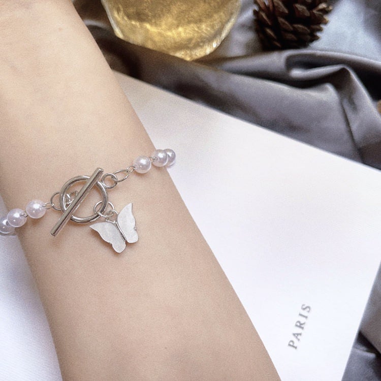 Picture of Classic Pearl Butterfly Bracelet for Women - White