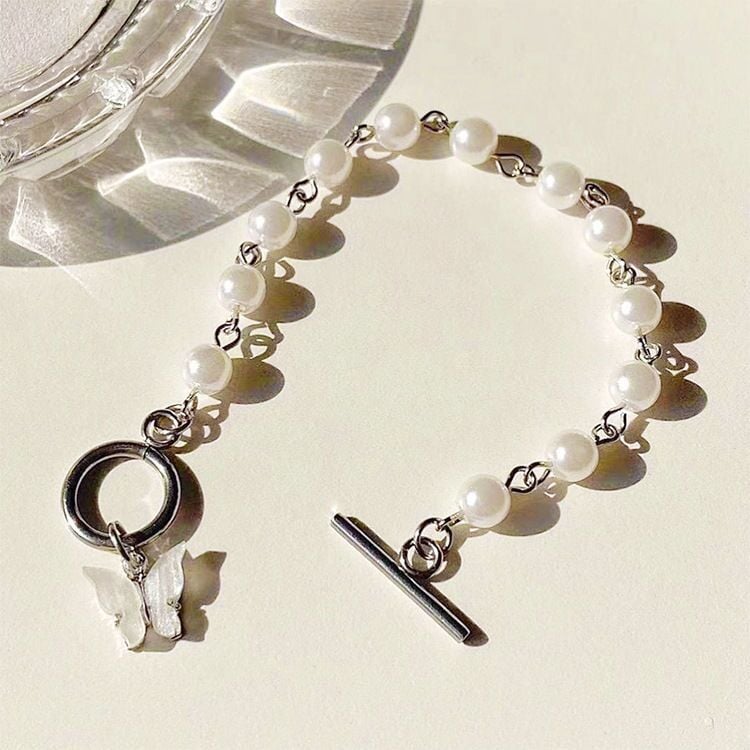 Picture of Classic Pearl Butterfly Bracelet for Women - White