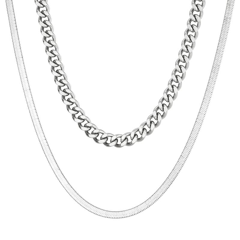 Picture of Simple Snake Necklace Women Necklace- Fashion Chain - Silver