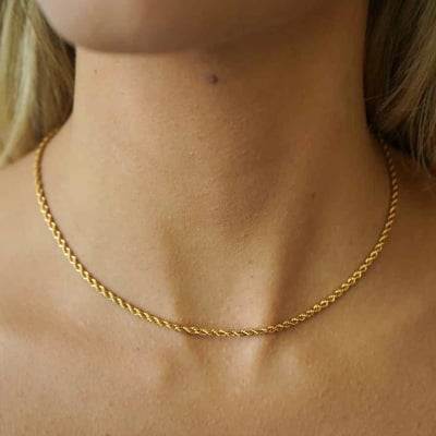 Picture of Rofe Stainless Steel Chain Necklace For Woman - Gold